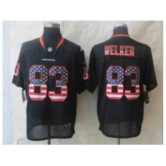 Nike Denver Broncos 83 Wes Welker Black Elite USA Flag Fashion NFL Jersey